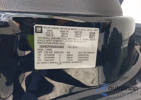 2010 Chevrolet Avalanche 1500 Lt1 из США, поврежденный, VIN 3GNNCFE09AG234862